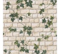 Decoro Ivy Brique Mural Vert Vignes Feuille Beige/Blanc 980434 AS Creation Fond