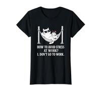 Comment éviter Le Stress au Travail Dont Go Funny Anti Work Cat T-Shirt Graphique avec Valeur, Femme, Noir, XL