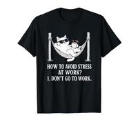 Comment éviter Le Stress au Travail Dont Go Funny Anti Work Cat T-Shirt Graphique avec Valeur, Homme, Noir, S