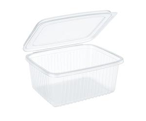 Commerline Lot de 300 Pièces de Boîtes Alimentaires Rectangulaires 500 ml | Récipients Réutilisables | Bols à Salade avec Couvercle | Récipients Transparents pour Aliments Fins et Gastronomie