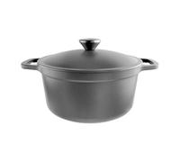 Commichef Cocotte Fonte Légère 26 cm 4,5 L Noire avec Couvercle | Fonte légère émaillée pour frire, mijoter et sauter. Compatible tous feux dont induction