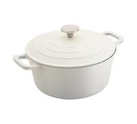 Commichef Cocotte Ronde, Plat Rond Pour Casserole, Créme, Aluminium Coulé, Avec Couvercle, 24cm, Capacité de 5 L, Convient Pour le Four et Tous les Types de Plaques de Cuisson, XR-724CR