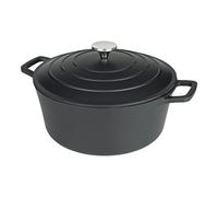 Commichef Cocotte Ronde, Plat Rond Pour Casserole, Noir, Aluminium Coulé, Avec Couvercle, 28cm, Capacité de 6,5 L, Convient Pour le Four et Tous les Types de Plaques de Cuisson, XR-728BK