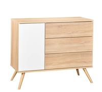 Commode 1 Porte 3 Tiroirs En Bois - Seventies Blanc/marron TU