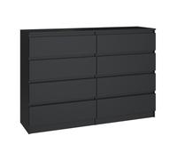 Commode 140 cm - 8 Tiroirs - Meuble de Rangement Chambre - Dimensions 140x40x97 cm - Design Moderne et Élégant - Noir