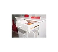 Commode 2 portes 2 tiroirs pin massif vernis blanc Brito 88 cm