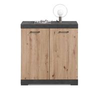 Commode 2 Portes Design Cazeg 89cm Chêne