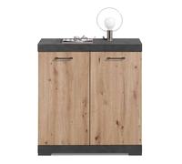 Commode 2 Portes Design "Cazeg" 89cm Chêne