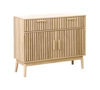 Beliani Commode Buffet Scandinave avec Tiroirs Compartiment de Rangement avec Portes Bois Clair Lynwood