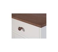Commode 2 portes pin massif foncé et blanc Campanou 90 cm