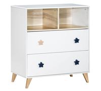 Commode 2 Tiroirs 2 Niches Boutons Étoile - Oslo Blanc TU