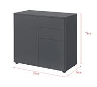 Commode 2 tiroirs 2 portes Paarl - Gris foncé