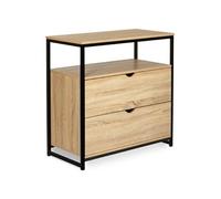 Commode 2 tiroirs DETROIT 80 cm design industriel avec étagère