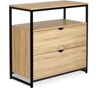 Commode 2 Tiroirs Detroit Design Industriel Avec Étagère Noir