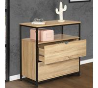 IDMarket – Commode Detroit 2 tiroirs design industriel avec étagère Noir