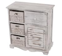 Mendler Commode 3 paniers 1 tiroir 60x30x63cm Shabby Vintage Blanc