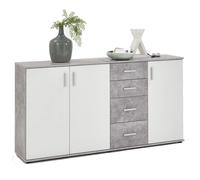 Commode 3 Portes Design Bilo 160cm Gris & Blanc