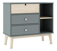 Commode 3 Tiroirs 2 Niches MDF et Pin Coloris Gris Vert et Naturel - KAINA - ALTOBUY Vert G