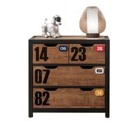 Commode 3 Tiroirs "Alex" 83cm Marron & Noir