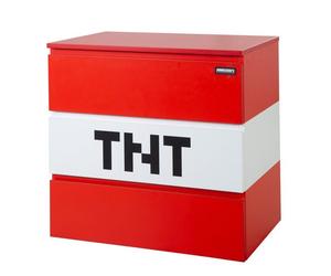 Commode 3 Tiroirs avec LED - ROBA - Minecraft Cube TNT - Rouge - Meuble Gaming - Enfant