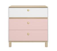 Commode 3 tiroirs rose blanc
