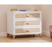 Commode 3 Tiroirs Cannage Rotin Nami Blanc TU