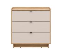 Commode 3 tiroirs coloris Chêne mauvella / Beige - PEGANE - | Longueur 84,4 x Profondeur 42 x Hauteur 85 cm