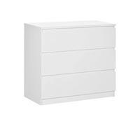 HomCom Commode 3 tiroirs - Meuble épuré - Blanc - 80 x 39 x 73 cm