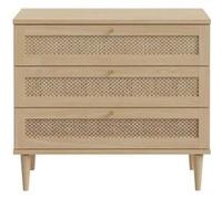 Commode 3 tiroirs Décor Chene Cannage L90 4 P41 4 H80 cm CALASETTA G