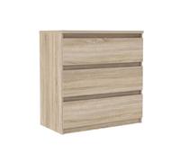 Commode 3 tiroirs décor chêne clair texturé - BENNY - Scandinave - Moderne - Bois - Panneaux de particules