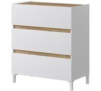 Due-Home Innovations SL Commode 3 tiroirs TEMPUS chêne/blanc satinée L79×P41×H90 Blanc G
