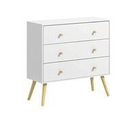 Outsunny Commode Scandinave 3 Tiroirs Pieds Inclinés en Pin Blanc Aosom France