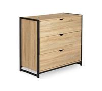 IDMarket Commode DETROIT 3 tiroirs 80 cm design industriel Noir