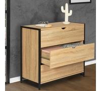 IDMarket Commode DETROIT 3 tiroirs 80 cm design industriel Noir