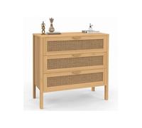 Commode 3 tiroirs EDHEN 80 cm cannage coloris bois