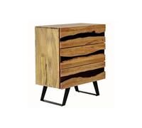 Commode 3 Tiroirs en Acacia Massif et Métal Noir - VOLSKA -
