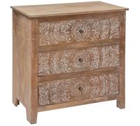 Commode 3 tiroirs en bois de manguier marron - Longueur 79 5 x Profondeur 40 x Hauteur 80 5 cm