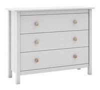 Commode 3 Tiroirs en Pin Massif Blanc - DAVA - ALTOBUY Blanc G