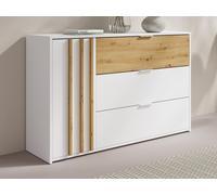 Vente-unique - Commode 3 tiroirs et 1 Porte - Coloris : Naturel et Blanc - TUNALO