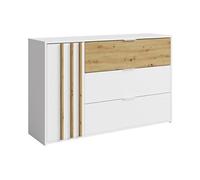 Vente-unique - Commode 3 tiroirs et 1 Porte - Coloris : Naturel et Blanc - TUNALO