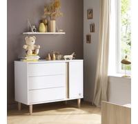 Commode 3 Tiroirs Et 1 Porte Pieds Bois - Paloma Blanc/marron TU