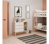 Commode 3 Tiroirs Et 2 Niches - Gamme Simon Blanc TU