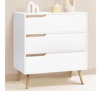 IDMARKET Commode 3 tiroirs HELSINKI 80 cm scandinave blanc