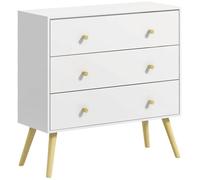 Outsunny Commode Scandinave 3 Tiroirs Pieds Inclinés en Pin Blanc Aosom France