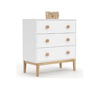 Commode 3 tiroirs JACOB 80 cm enfant blanc et bois