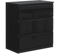Commode 3 tiroirs - Meblocker - Meuble de Rangement Spacieux - Salon, Bureau, chambre à couche & enfant - Noir Brillant