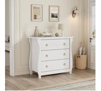 Commode 3 tiroirs moderne en bois avec façades en rotin - Rangement pour chambre, salon, entrée - Armoire haute