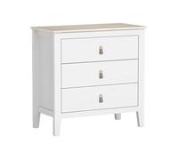 HomCom Commode 3 tiroirs – poignées en polyuréthane, plateau effet bois – 80×40×78,5 cm – Blanc