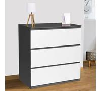 Commode 3 Tiroirs Tomi Bois Blanc Et Gris