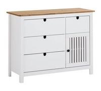 Commode 4 Tiroirs 1 Porte Bois Ciré et Blanc - MALIA - ALTOBUY Blanc G